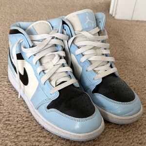 Jordan Kids Light Blue, Black & White Mid-Top Sneakers